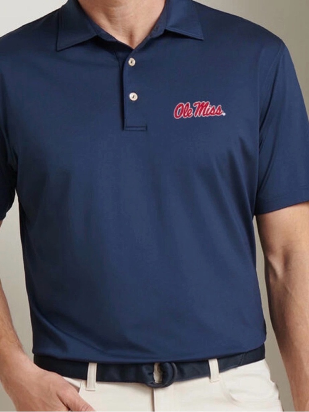 Ole Miss Peter Millar Solid Navy Blue Performance Polo! XL - NWT - Picture 2 of 4